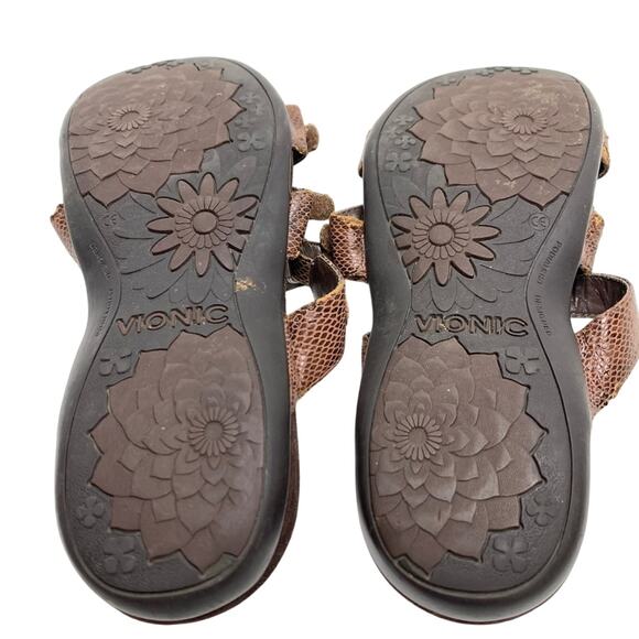 Vionic Aubrey Slip On Snake Print Slides Brown Sandals Flip Flops Casual Shoes 9 - Picture 14 of 16